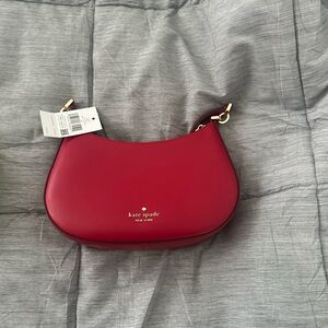 kate spade red crescent shoulder bag with gold hardware